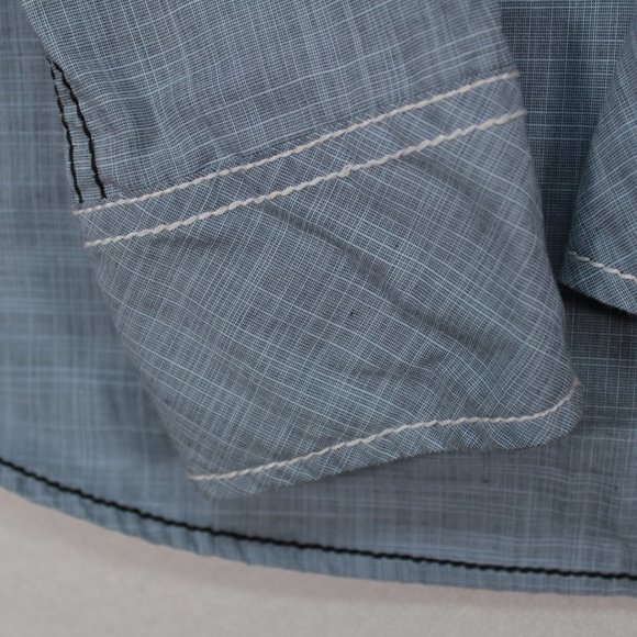 Buckle Black Shirt Men's Large Blue Long Sleeve Solid Pearl Snap Standard Fit - Picture 14 of 14